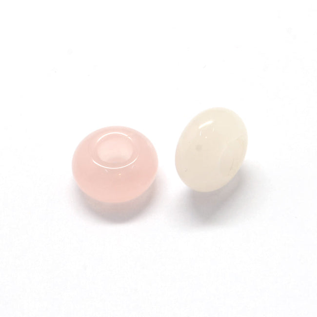 Large Hole Rose Quartz, European Beads, Round 12mm Hover Image