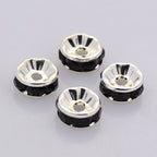 Silver Rhinestone Beads, Grade AAA, Nickel Free, Rondelle, Black Crystal, 8x3.8mm -20