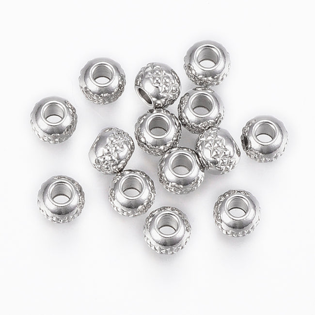 304 Stainless Steel with Diamond Pattern, 10pc 4mm 6mm 8mm Hover Image