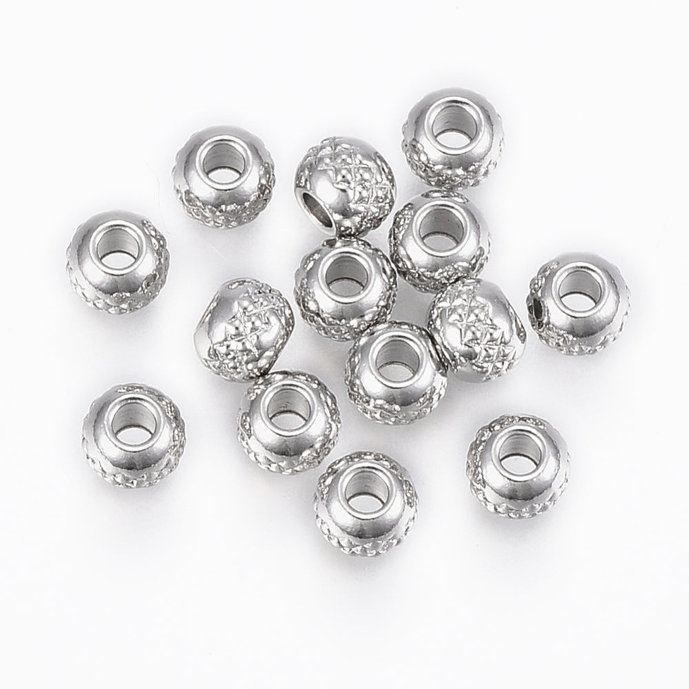 304 Stainless Steel with Diamond Pattern, 10pc 4mm 6mm 8mm
