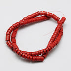 Synthetic Turquoise Beads Strands, Red Heishi Beads, Dyed, Flat Round/Disc