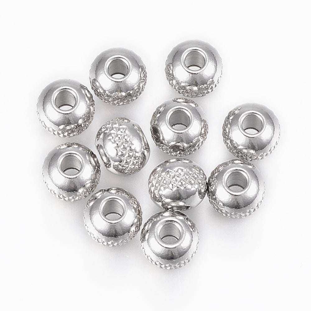 304 Stainless Steel with Diamond Pattern, 10pc 4mm 6mm 8mm