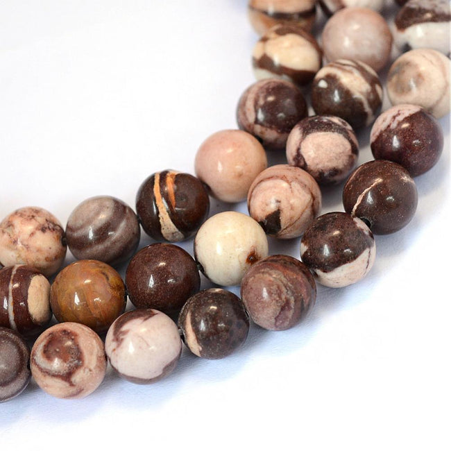 Zebra Jasper 8mm (grade A) Round Beads -15.25 inch strand Hover Image
