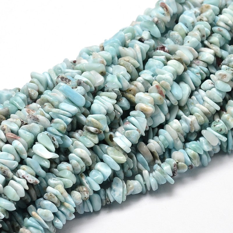 Dominican Larimar Beads Chips Nuggets, 15 inch Strand  Size 5~14x4~10mm