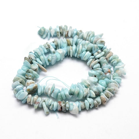 Dominican Larimar Beads Chips Nuggets, 15 inch Strand  Size 5~14x4~10mm