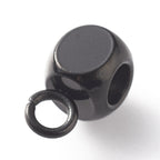 304 Stainless Steel Electroplated Black Cube Hanger for Charms, 10pc