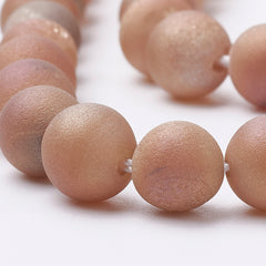 8mm Druzy Agate Taupe Brown Round  -15.5 inch strand