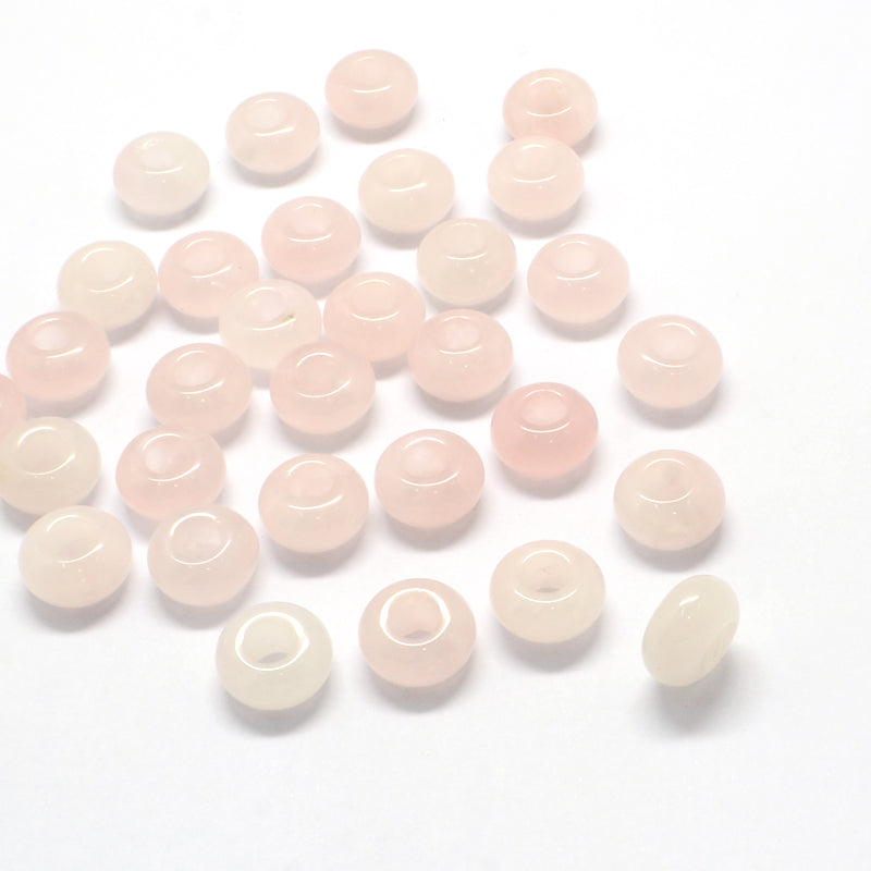 Large Hole Rose Quartz, European Beads, Round 12mm