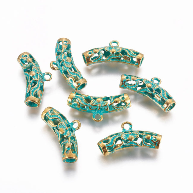 Antique Gold Green Patina Hanger  Link, 4pc Hover Image