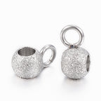 Textured 304 Stainless Steel Round Hanger for Charms, 10pc