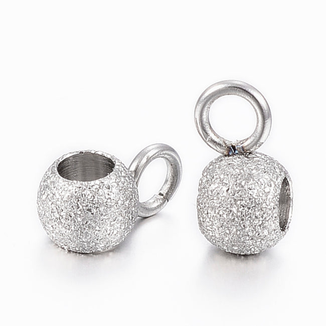 Textured 304 Stainless Steel Round Hanger for Charms, 10pc Main Image