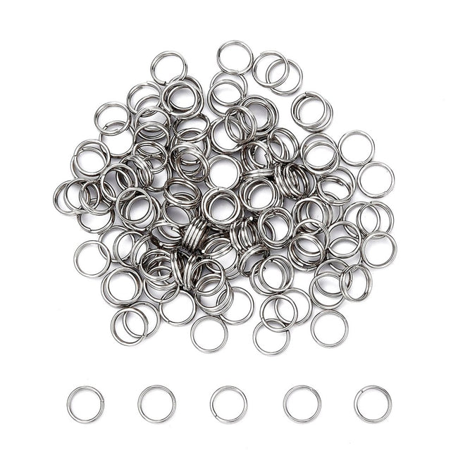 200pc 304 Stainless Steel Split Rings, 6mm Hover Image
