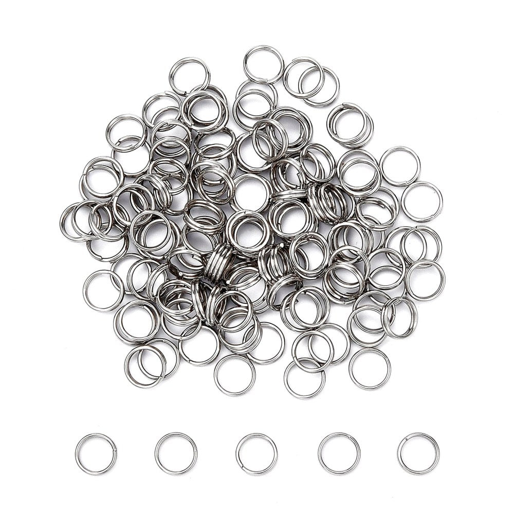 200pc 304 Stainless Steel Split Rings, 6mm