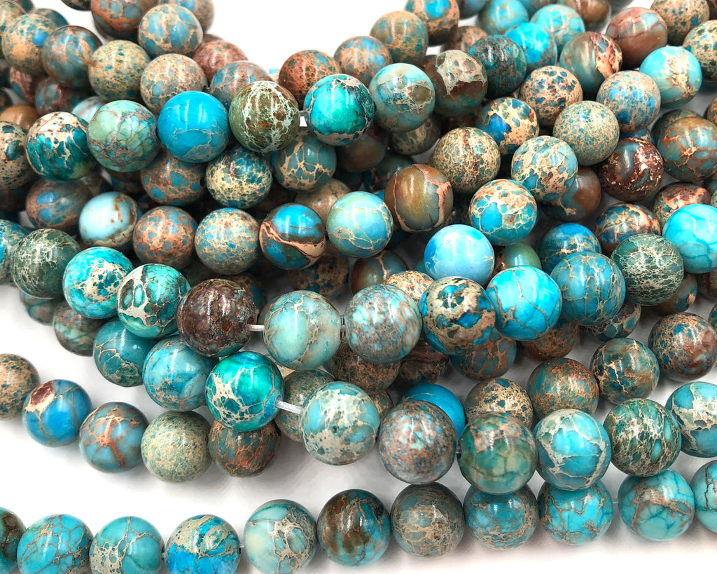 Pale Turquoise Impression Jasper Beads 10mm round -15.5 beads