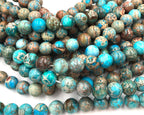 Pale Turquoise Impression Jasper Beads 10mm round -15.5 beads