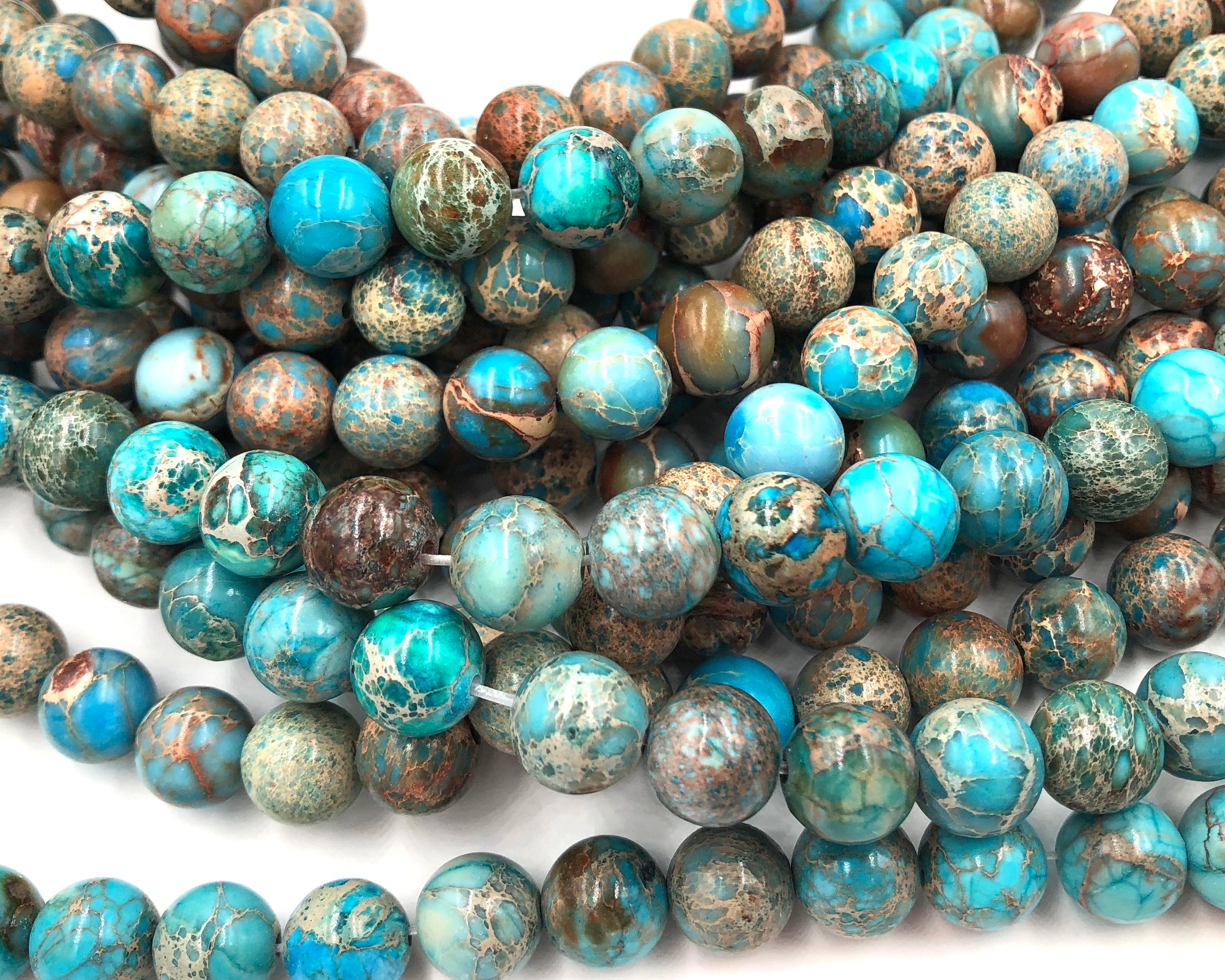 Pale Turquoise Impression Jasper Beads 10mm round -15.5 beads