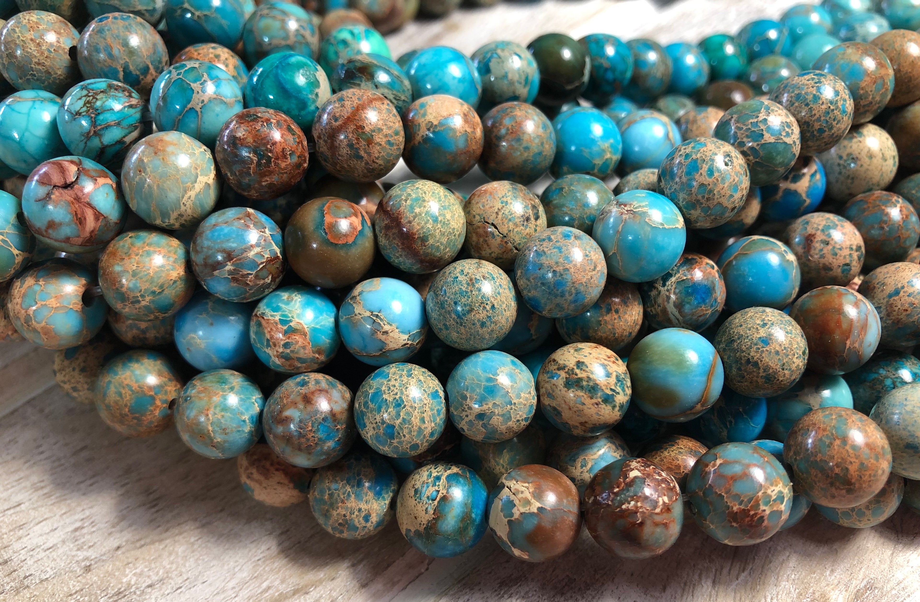 Pale Turquoise Impression Jasper Beads 10mm round -15.5 beads
