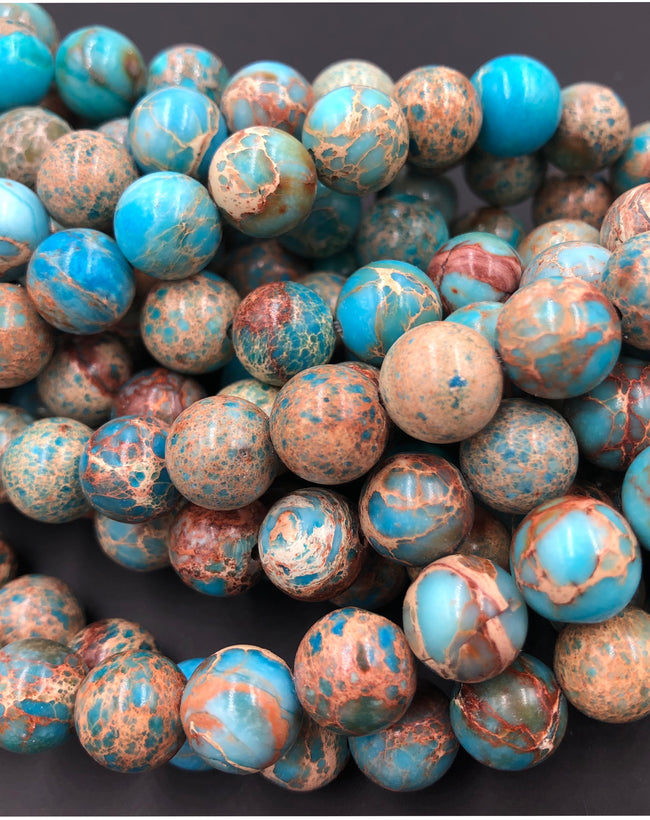 Pale Turquoise Impression Jasper Beads 10mm round -15.5 beads Hover Image