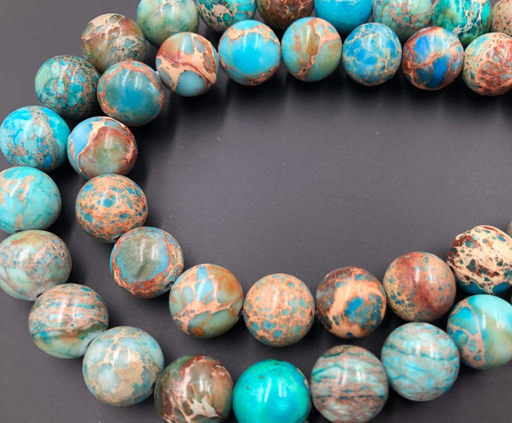 Pale Turquoise Impression Jasper Beads 10mm round -15.5 beads