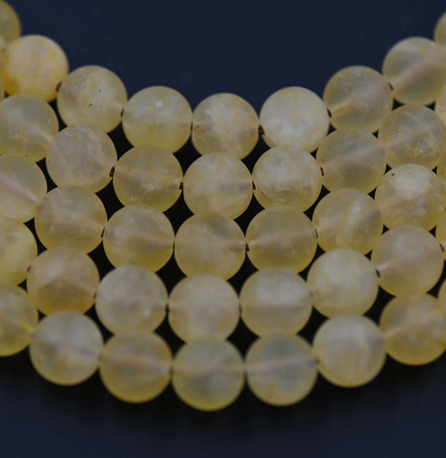 Matte Citrine Beads, Round 6mm 8mm 10mm Hover Image