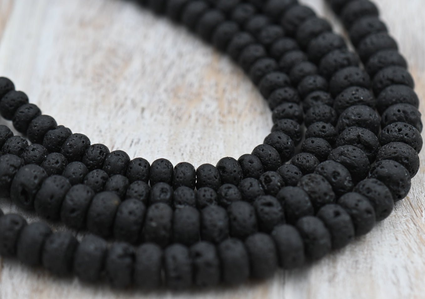 Black Lava Rock Rondelle 8x5mm, 6x4mm Natural Lava Stone Beads, 15-16 inch strand