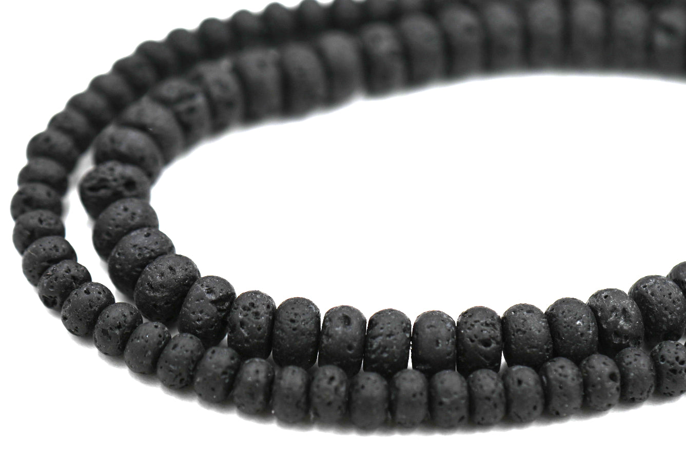 Black Lava Rock Rondelle 8x5mm, 6x4mm Natural Lava Stone Beads, 15-16 inch strand