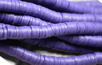 Flat Round Handmade Polymer Clay Bead Spacers, Purple, 6x1mm