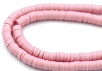 Flat Round Handmade Polymer Clay Bead Spacers, Dusty Pink, 6x1mm