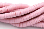 Flat Round Handmade Polymer Clay Bead Spacers, Dusty Pink, 6x1mm