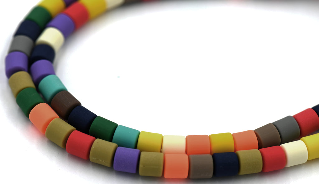 Column Handmade Polymer Clay Bead Spacers,  Assorted Color, FULL STRAND