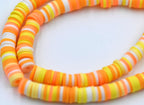 Flat Round Handmade Polymer Clay Bead Spacers Bright Yellow Orange Melon, 6x1mm