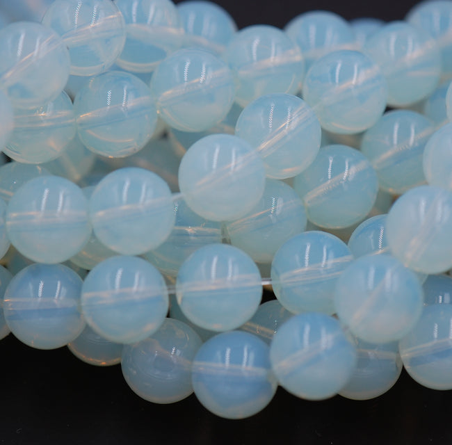 8mm Sea "Opal" Glass Creamy White Blue Opalescent Hover Image