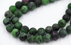 Matte Ruby in Zoisite 6mm 8mm 10mm, Full Strand