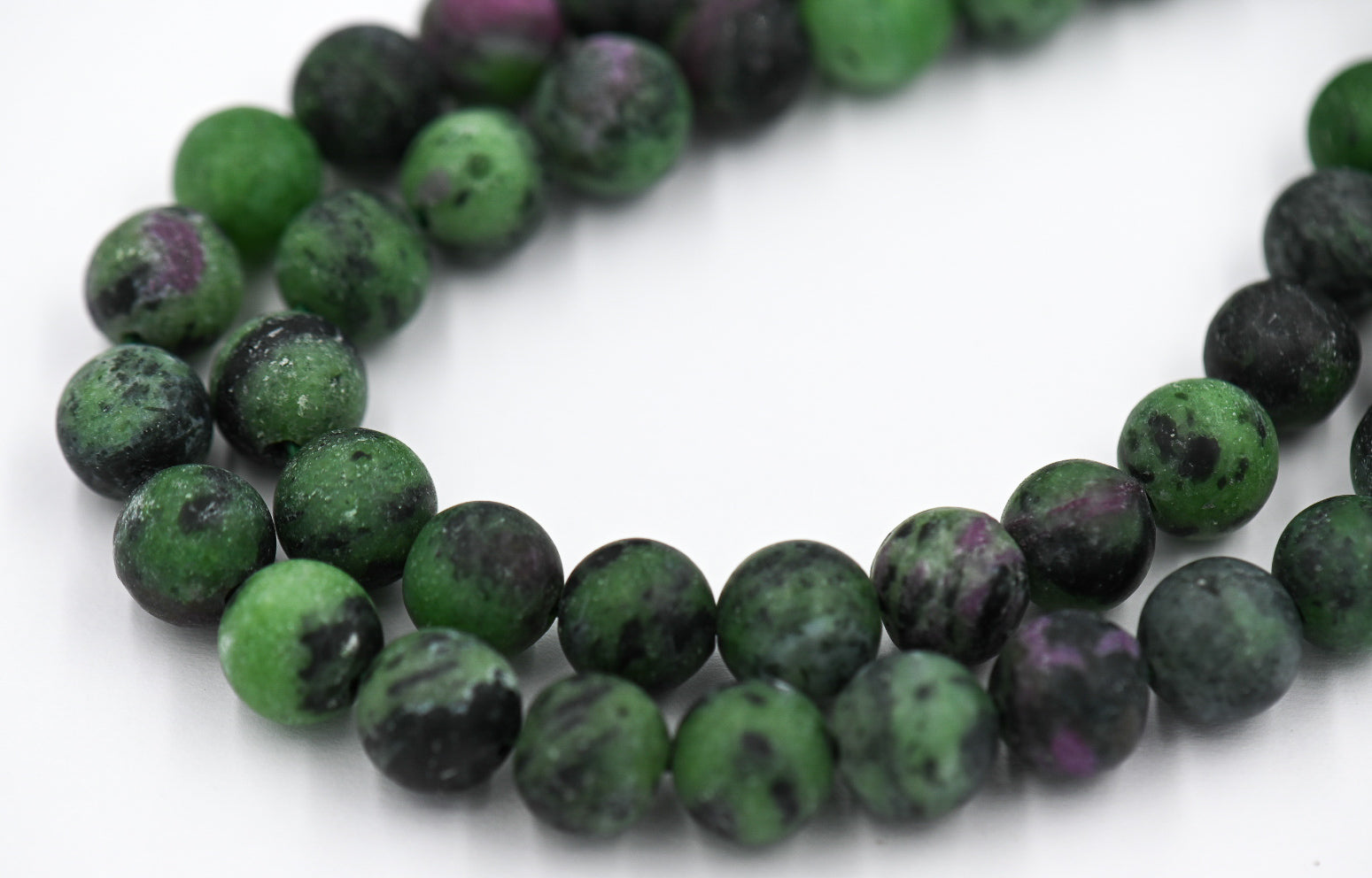 Matte Ruby in Zoisite 6mm 8mm 10mm, Full Strand