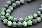 Matte Ruby in Zoisite 6mm 8mm 10mm, Full Strand