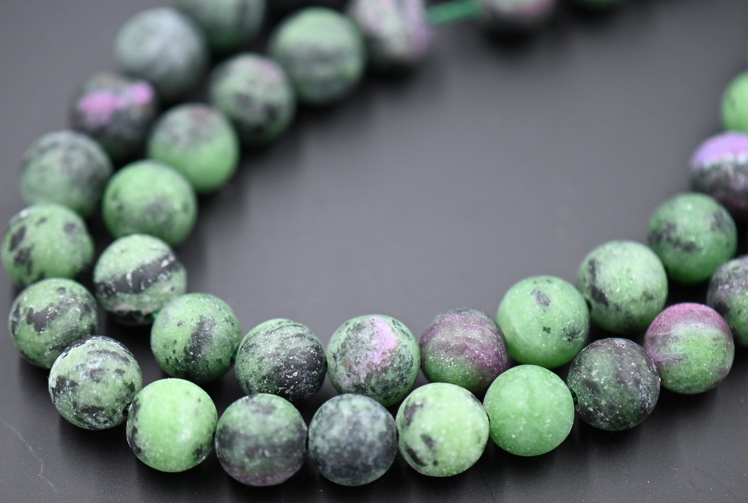 Matte Ruby in Zoisite 6mm 8mm 10mm, Full Strand
