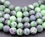Matte Ruby in Zoisite 6mm 8mm 10mm, Full Strand