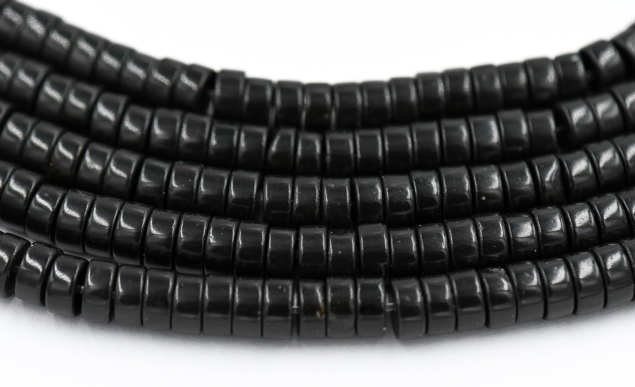 Black Onyx Wheel Beads 3x6mm