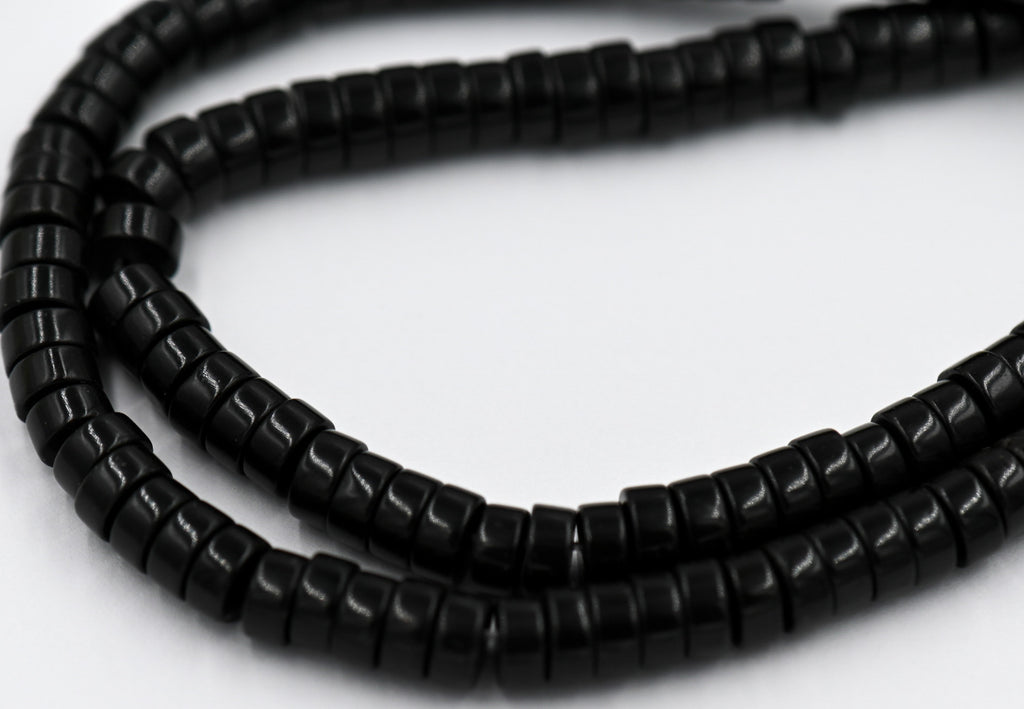 Black Onyx Wheel Beads 3x6mm