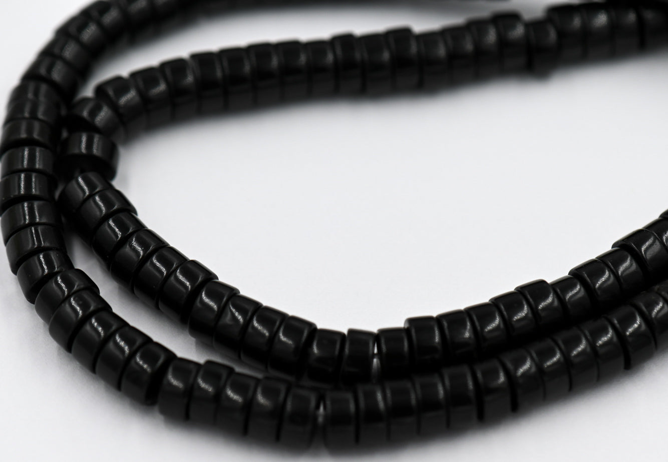 Black Onyx Wheel Beads 3x6mm