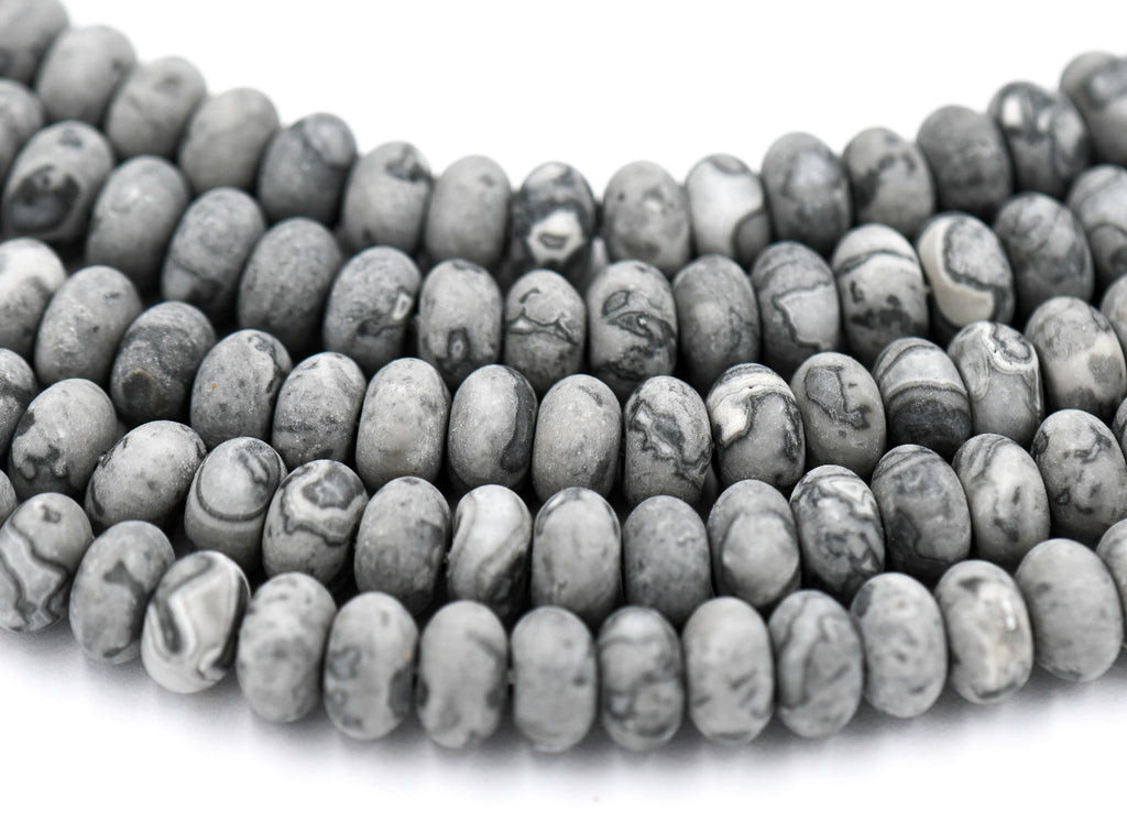 Matte Gray Picasso Rondelle, 5x8mm