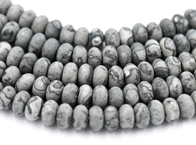 Matte Gray Picasso Rondelle, 5x8mm Hover Image