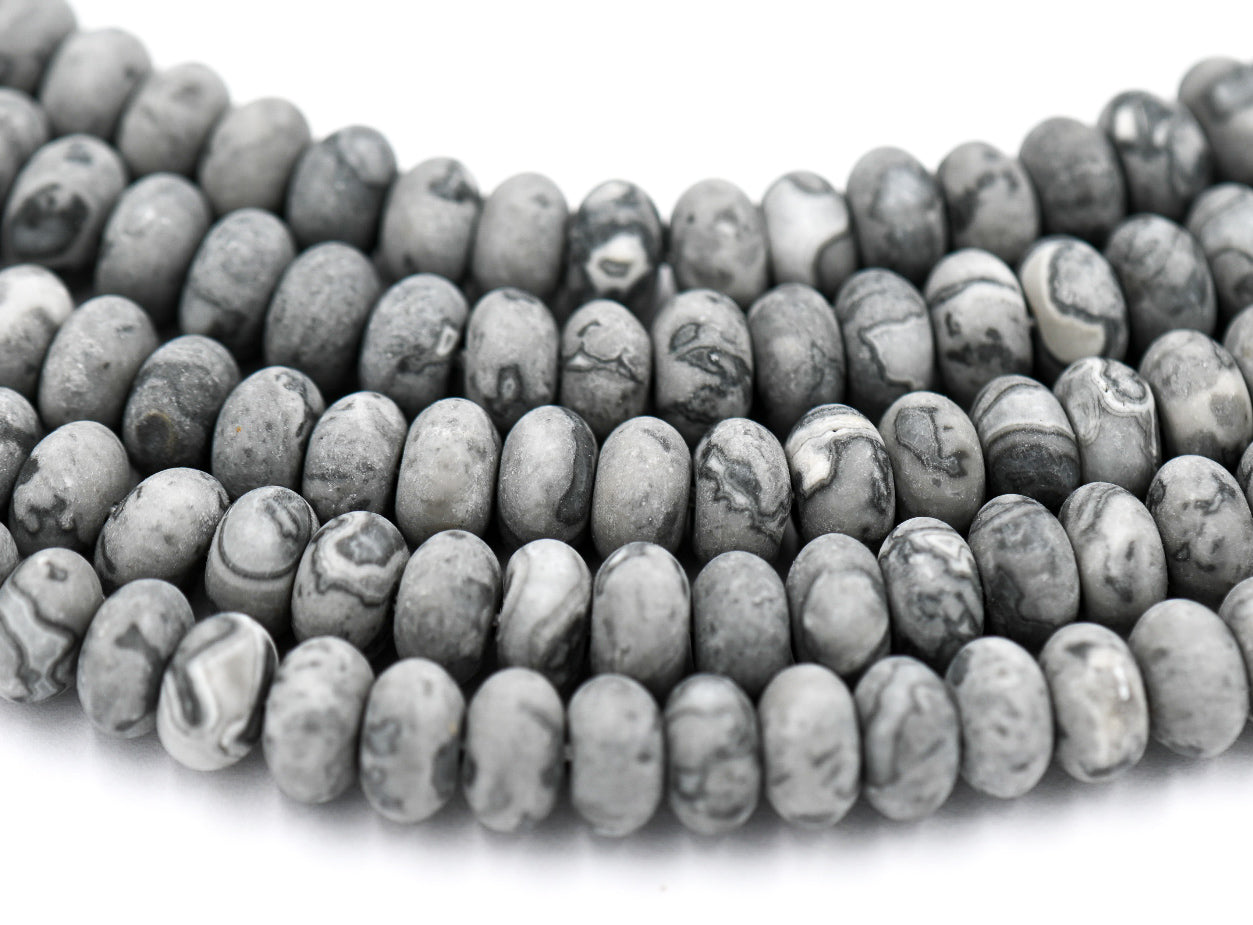 Matte Gray Picasso Rondelle, 5x8mm