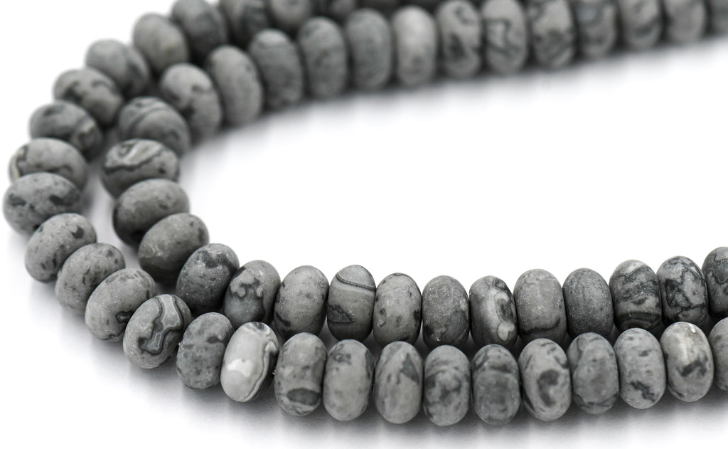 Matte Gray Picasso Rondelle, 5x8mm