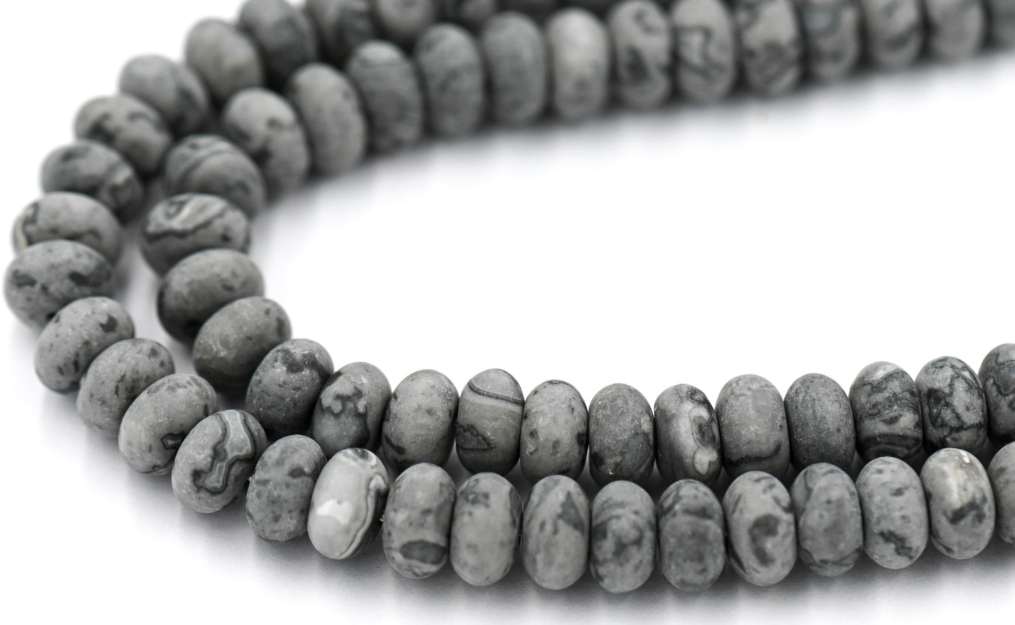 Matte Gray Picasso Rondelle, 5x8mm