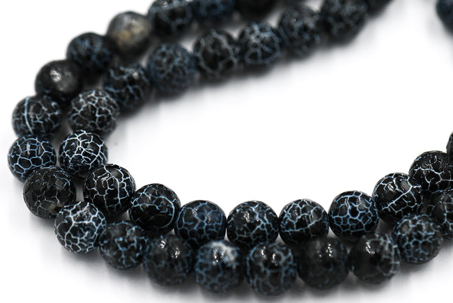 Black Faceted Fire Agate 6mm, 8mm, 10mm Main Image