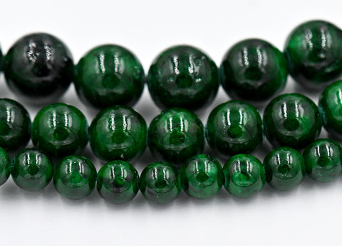 Dark Green Jade, 4mm, 6mm, 8mm, 10mm, 12mm Jade Round Beads in Opaque Finish -Full Strand