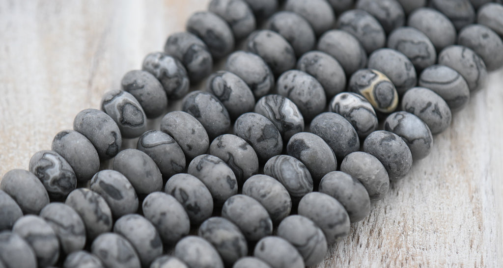 Matte Gray Picasso Rondelle, 5x8mm