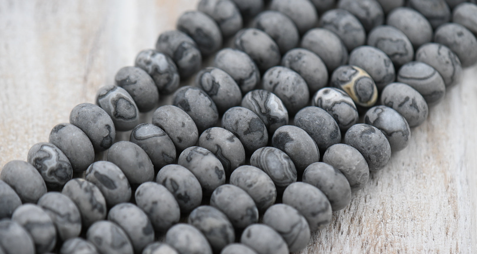 Matte Gray Picasso Rondelle, 5x8mm