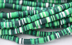 Flat Round Handmade Polymer Clay Bead Spacers Green Blend